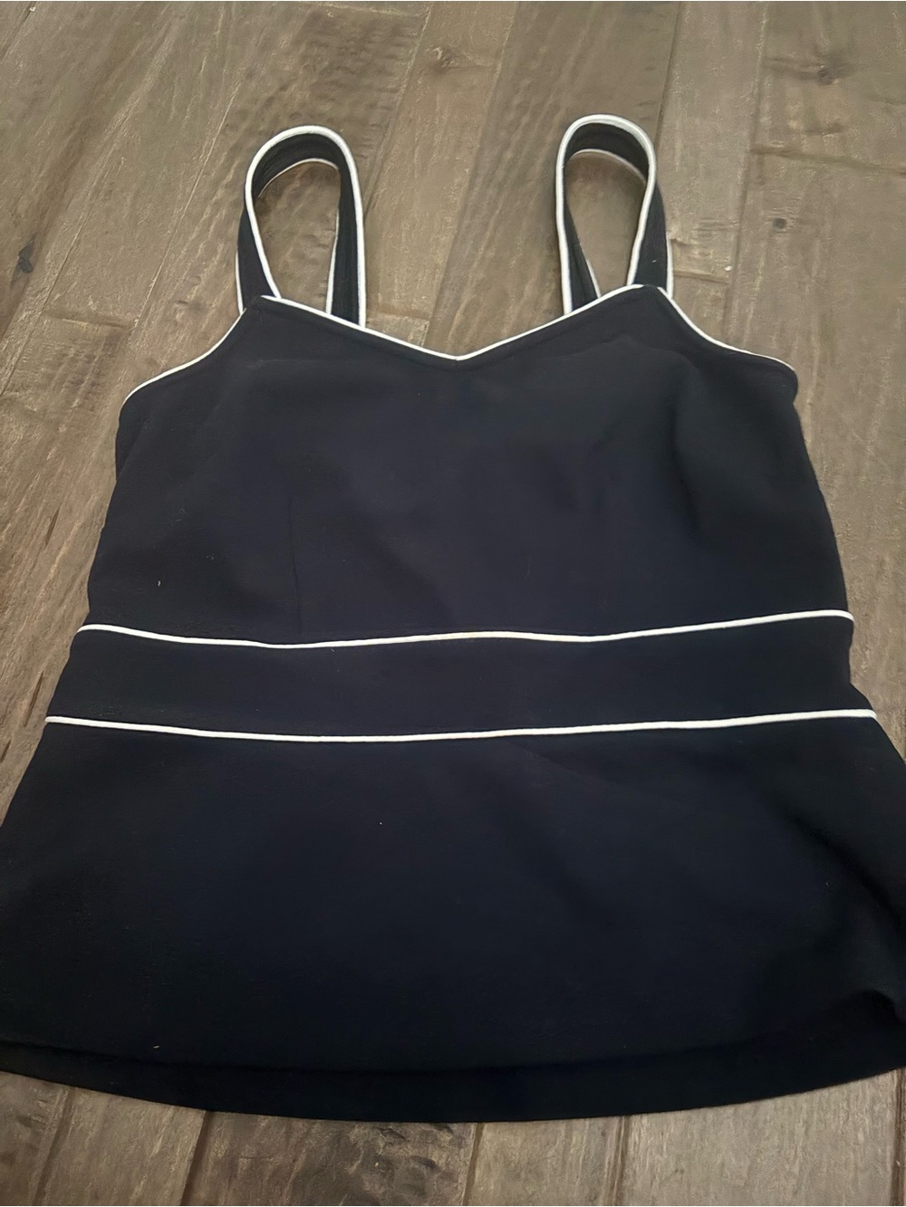 Ann Taylor Black Tank with White Piping Trim